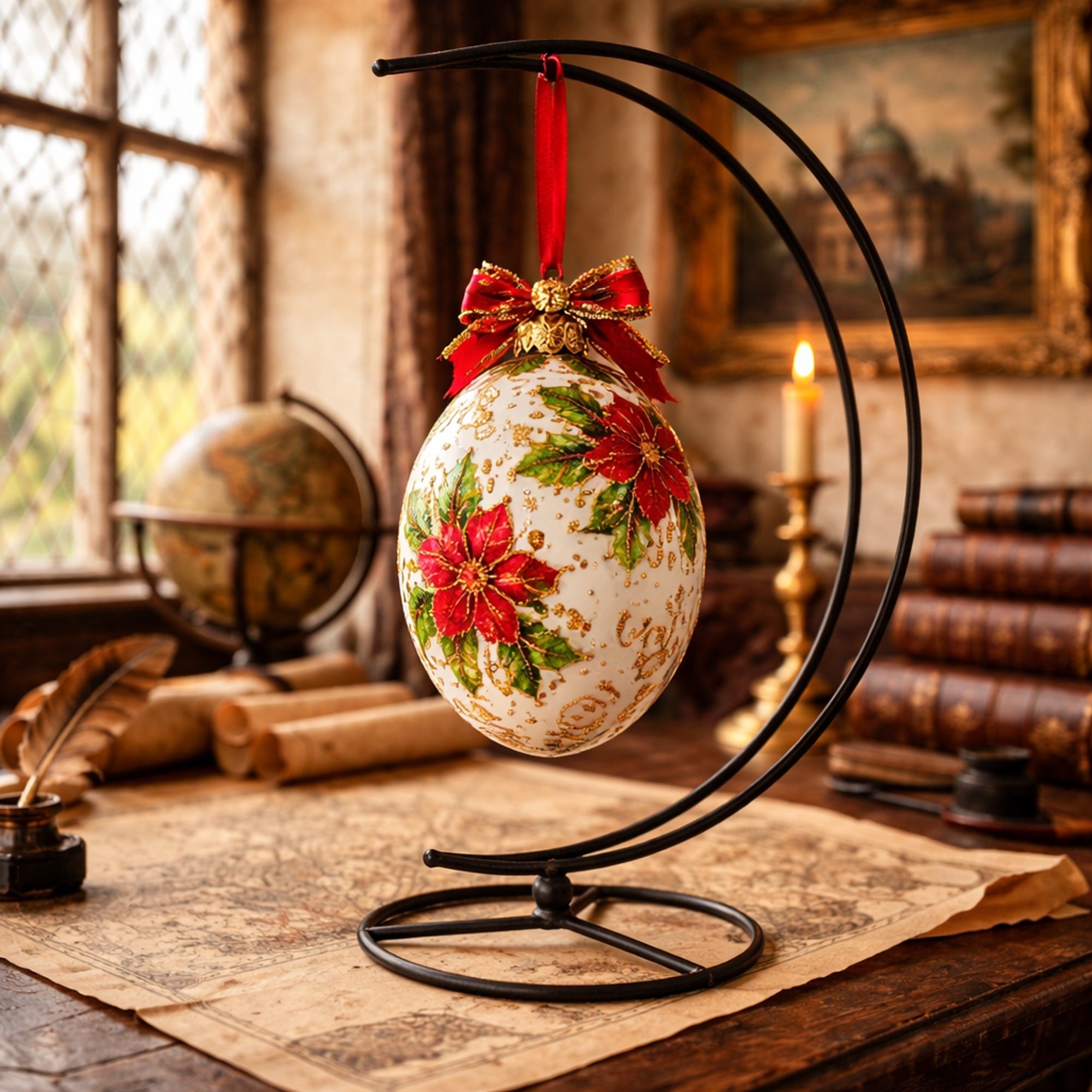 Double Curve Crescent Black Metal Ornament Display Stand 9.25 Inches
