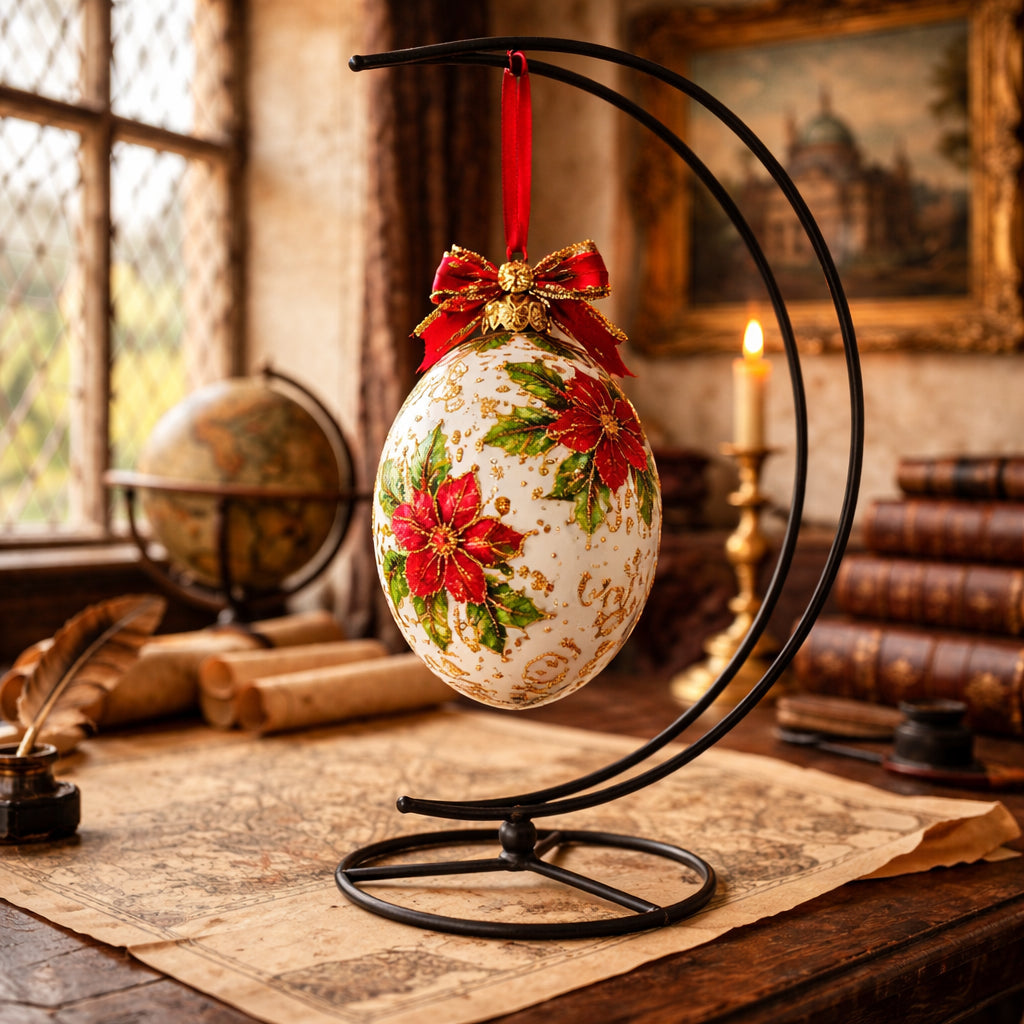 Double Curve Crescent Black Metal Ornament Display Stand 9.25 Inches