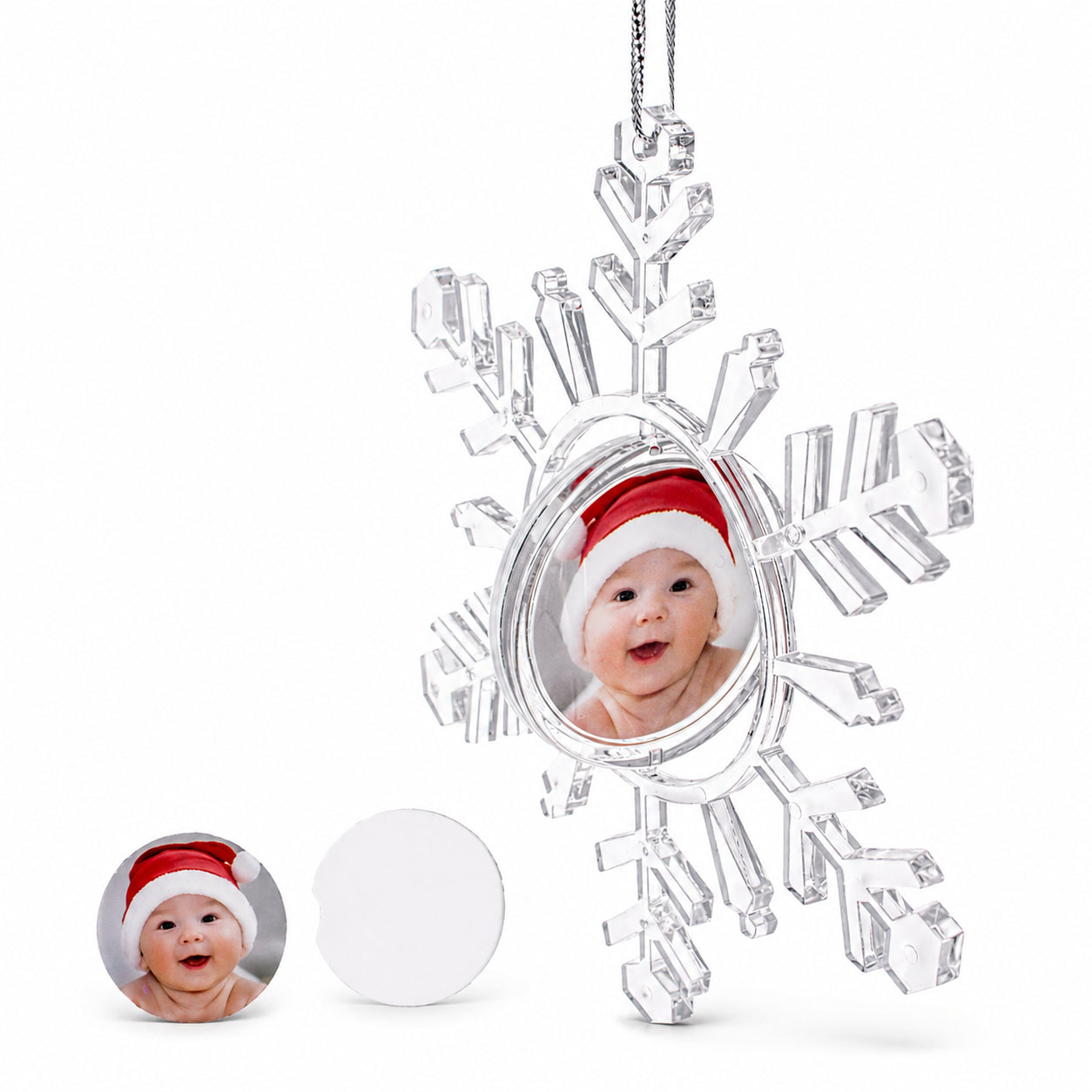 Clear Plastic Christmas Snowflake Frame Ornament