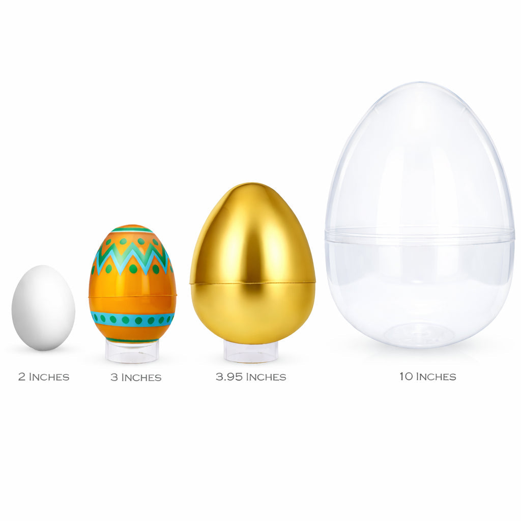 Set of 12 Large Geometric Plastic Easter Eggs 3 Inches