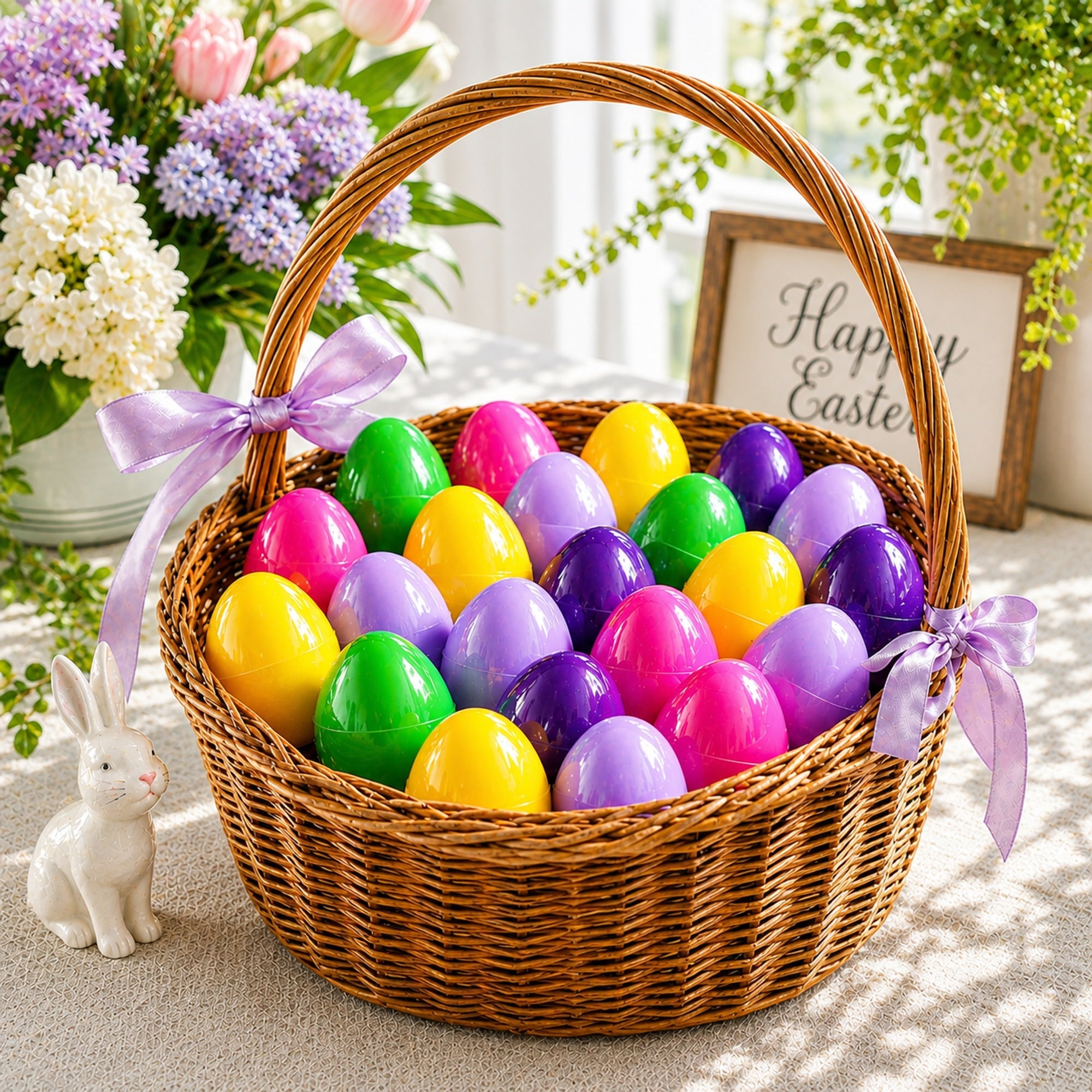 Set of 24 Mini Multicolored Plastic Easter Eggs 1.75 Inches