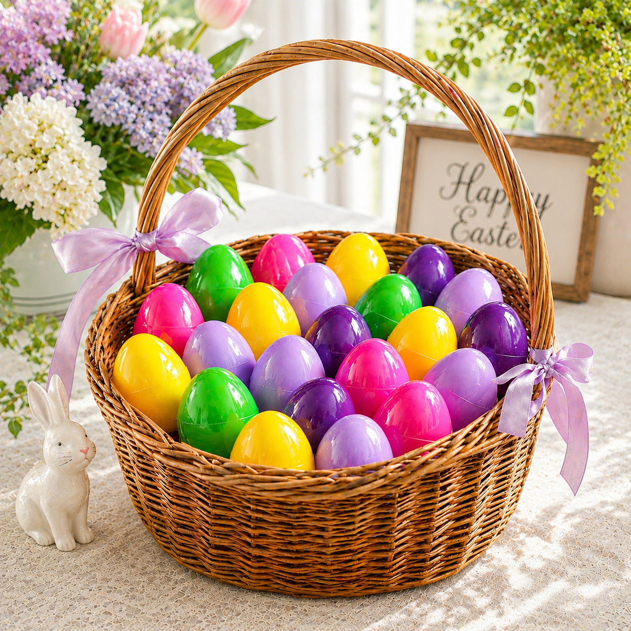 Set of 24 Mini Multicolored Plastic Easter Eggs 1.75 Inches