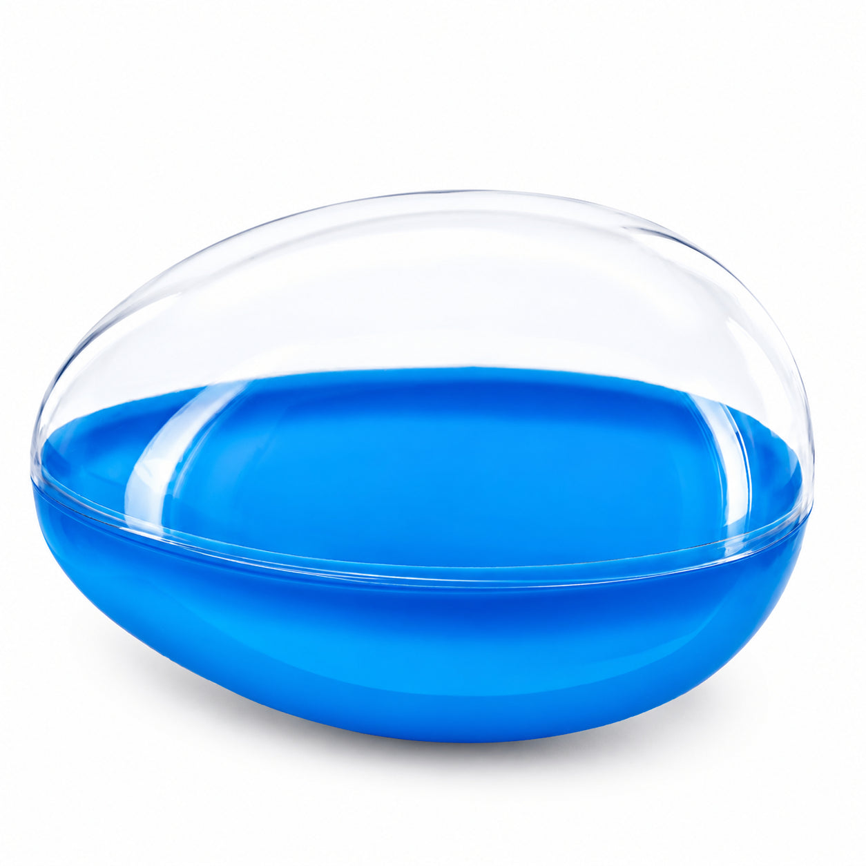 Large Fillable Clear Top Blue Bottom Plastic Easter Egg 5.1 Inches
