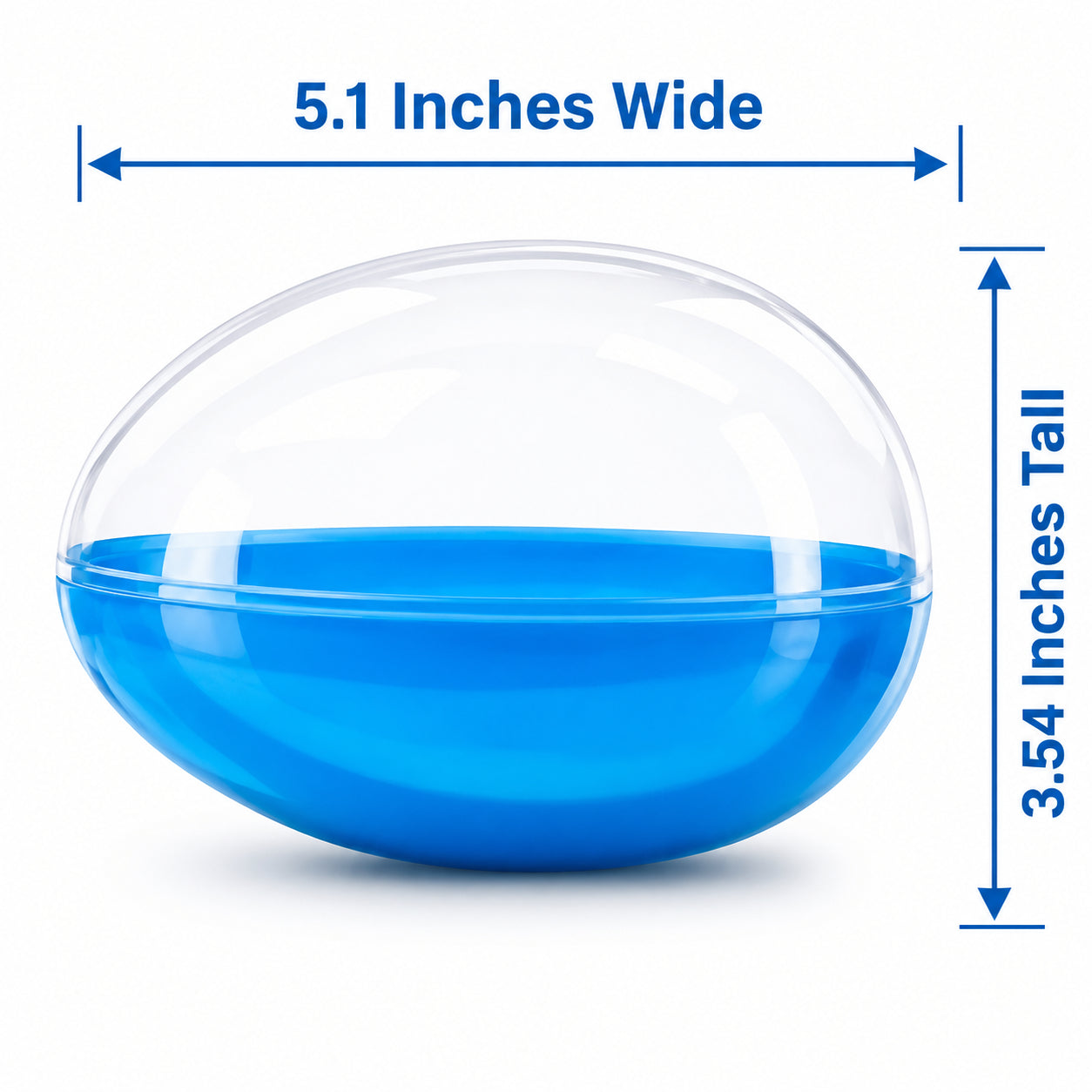 Large Fillable Clear Top Blue Bottom Plastic Easter Egg 5.1 Inches
