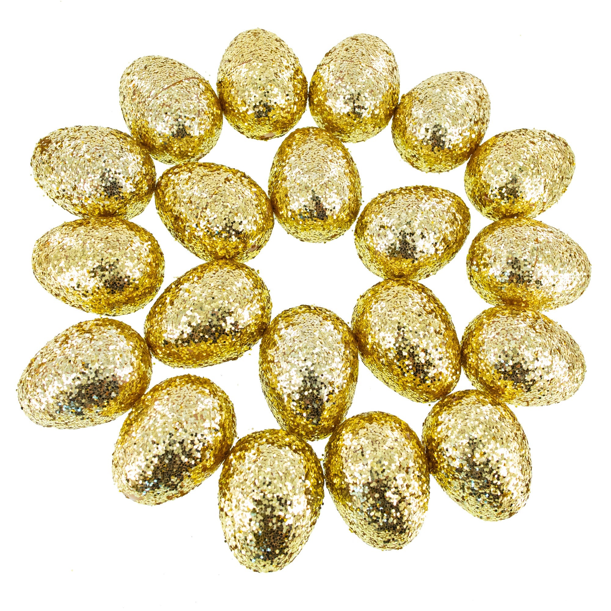 Set of 20 Gold Glittered Fillable Plastic Easter Eggs 2.25 Inches