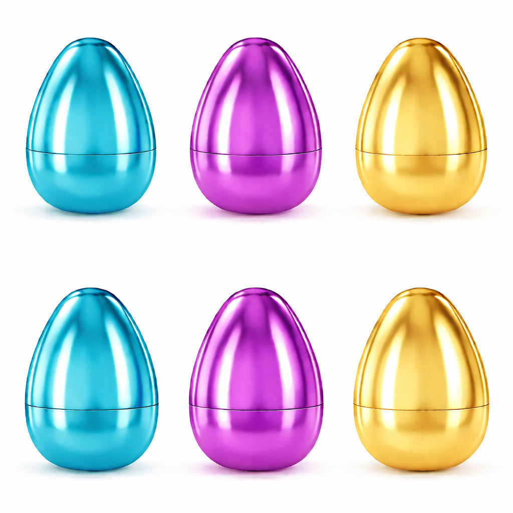 Set of 6 Large Fillable Metallic Plastic Easter Eggs 4 Inches