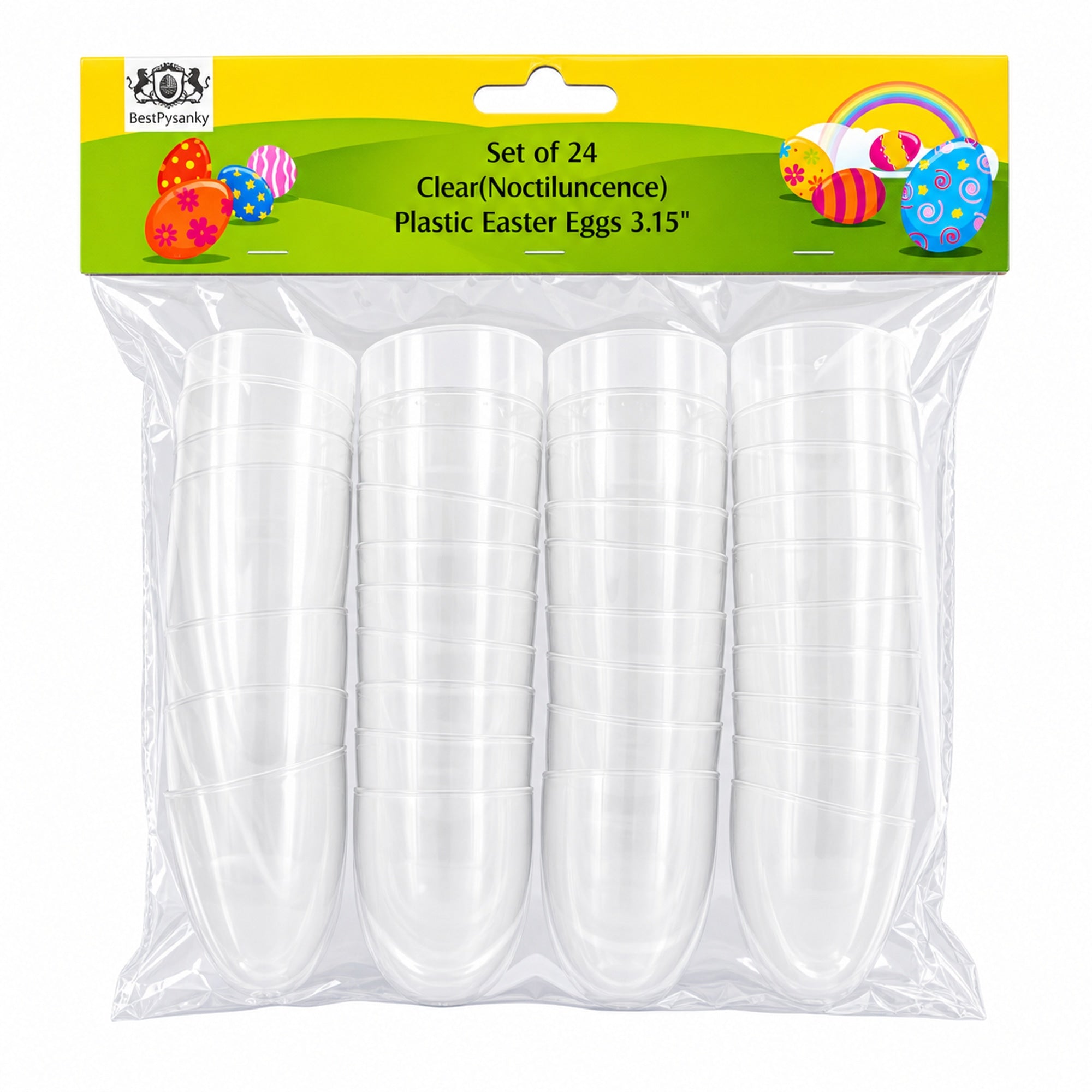 Set of 24 Glow in the Dark Easter Eggs - Large Night Prize Hunt 3.15 Inches