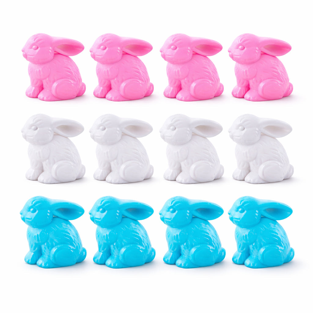 Set of 12 Multicolored Bunnies Fillable Plastic Easter Eggs