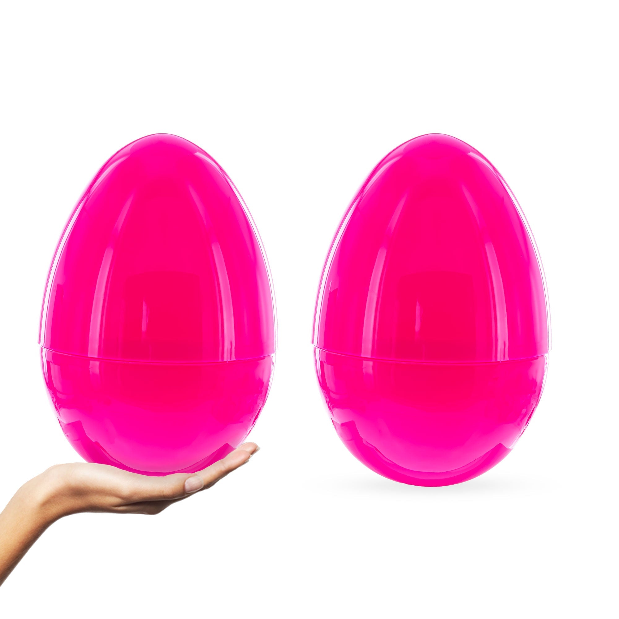 Set of 2 Pink Jumbo Plastic Easter Eggs Giant Fillable Large Size 10 Inches