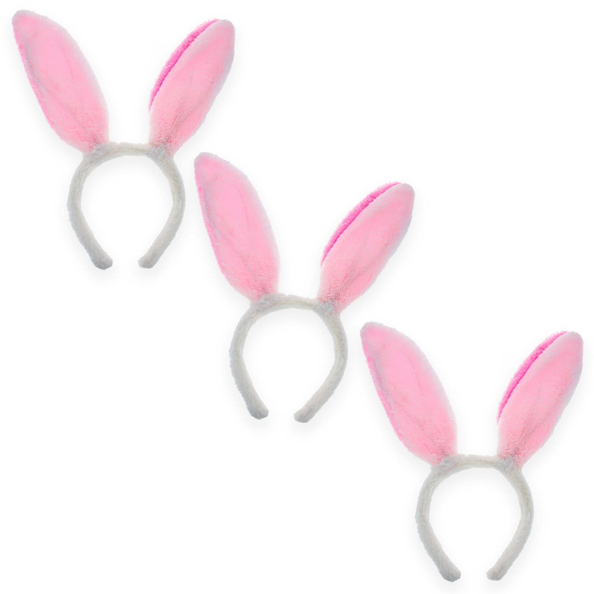 Set of 3 Costume Bunny Ear Headbands in Bright Pink, Each 11.7 Inches