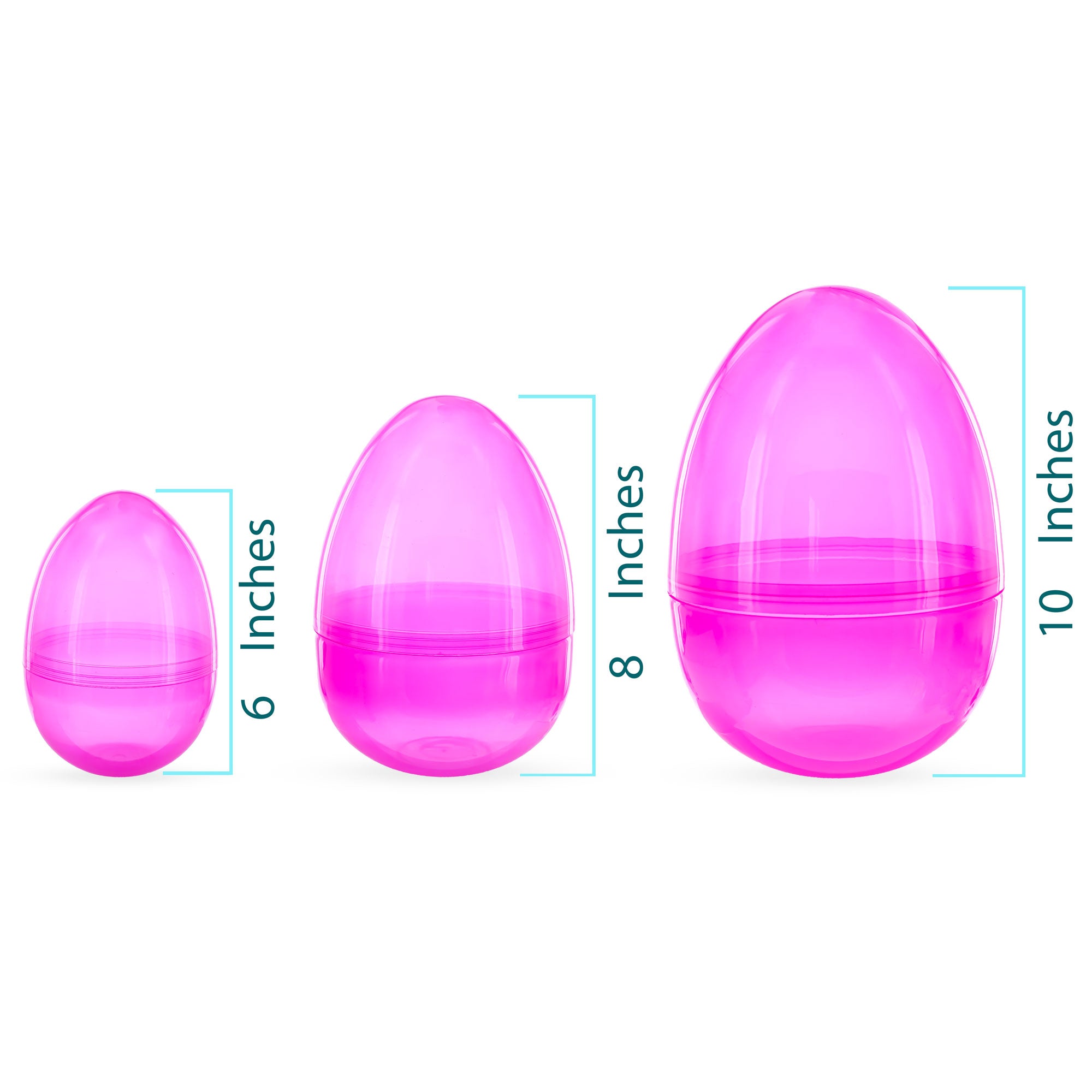 Set of 3 Giant Plastic Easter Eggs - Pink Jumbo Fillable Decor 10 Inches