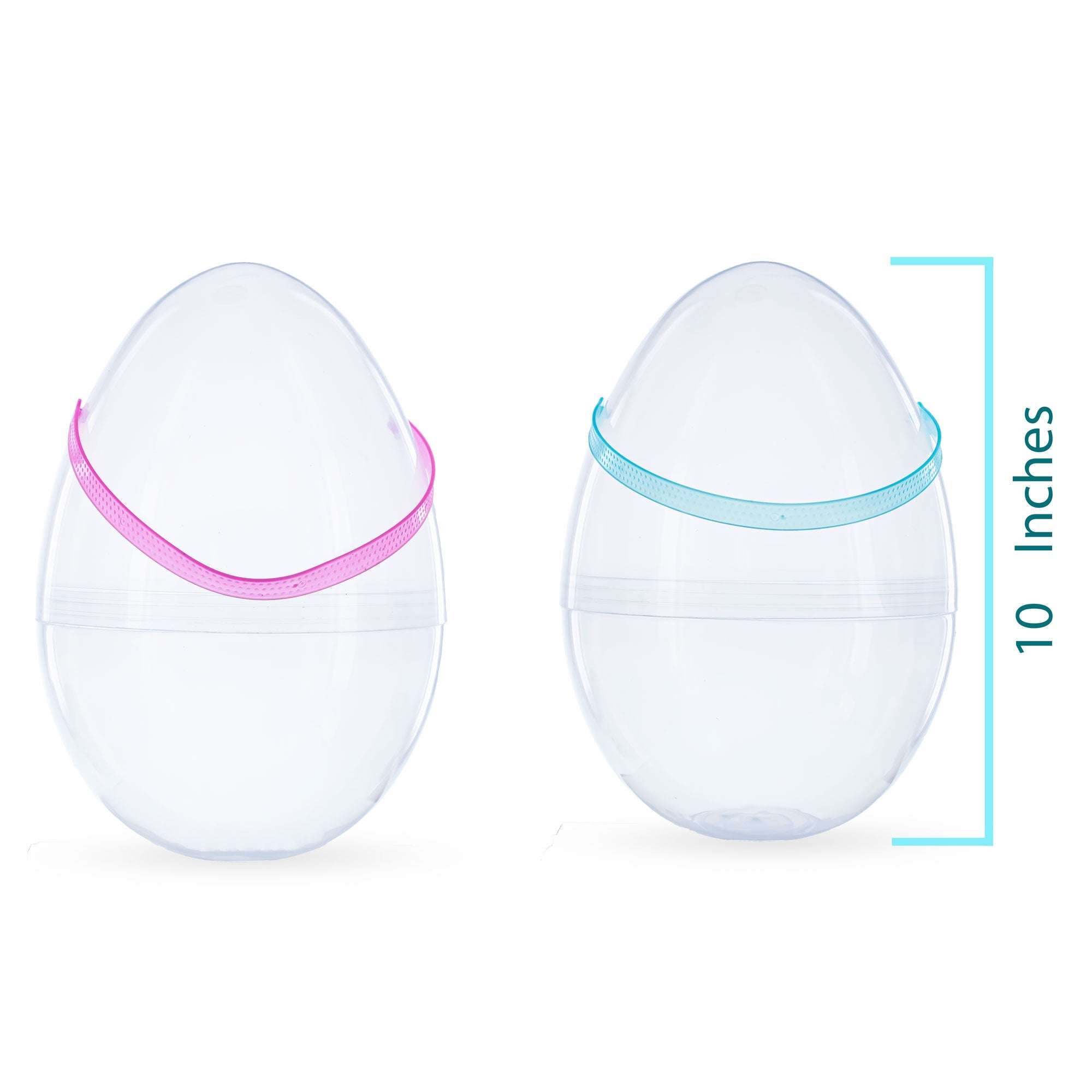 Set of 2 Transparent Jumbo Plastic Easter Eggs with Handles Large Size 10 Inches