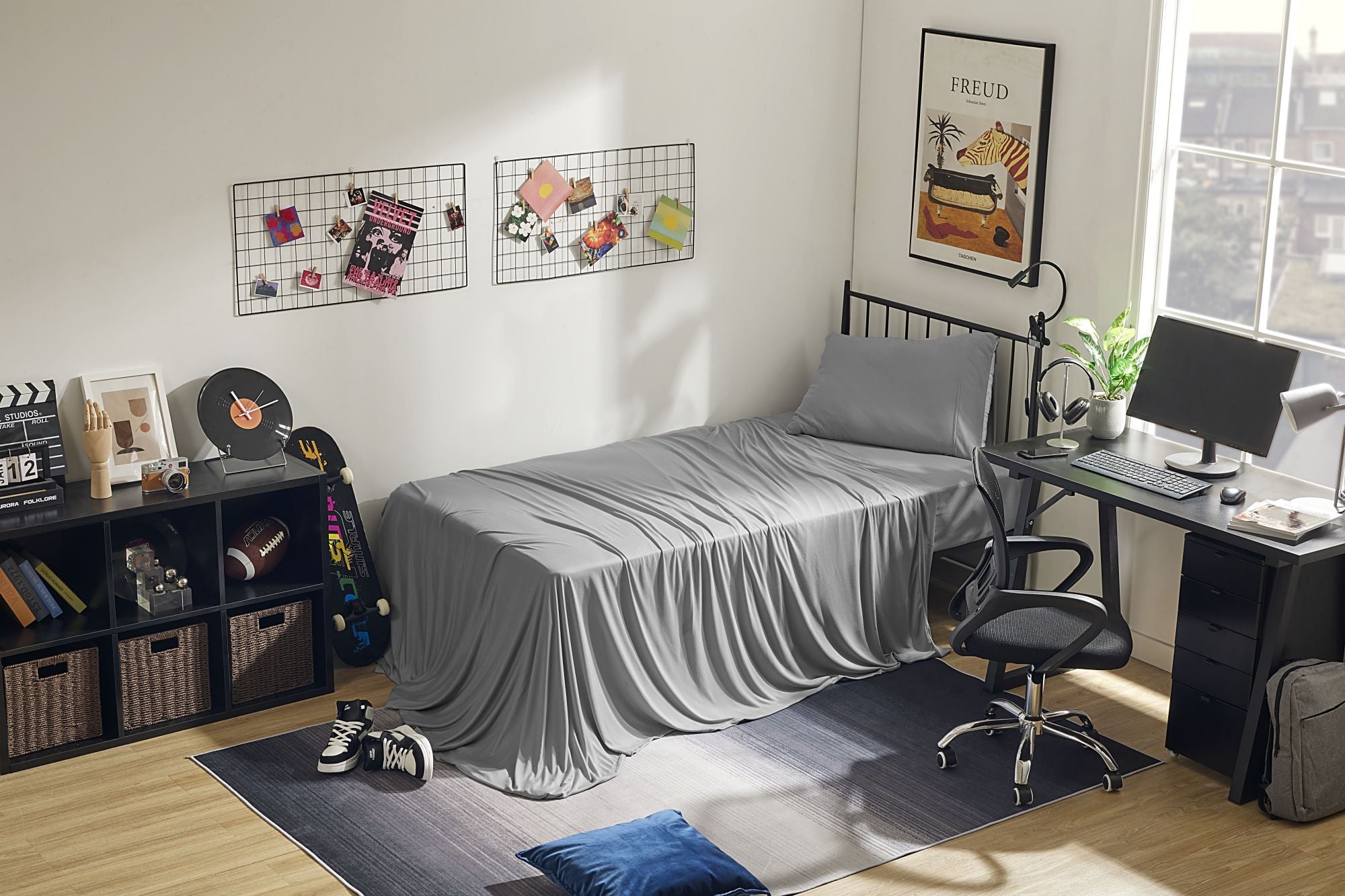 100% Microfiber Jersey Knit Sheet Set with Pillowcase-Gull Grey
