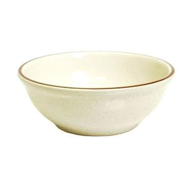 Tuxton China TBS-018 Bahamas 15oz. Narrow Rim with Brown Speckle Nappie - White  - 3 Dozen