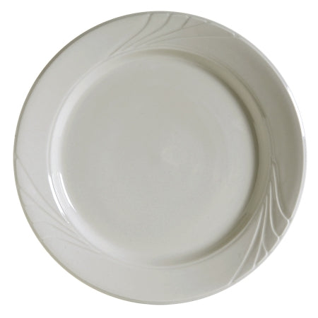 Tuxton China YEA-096 Monterey 9.75 in. Embossed Pattern China Plate - American White  - 2 Dozen