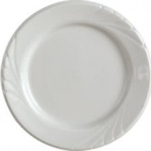 Tuxton China YPA-062 Sonoma 6.25 in. Embossed China Plate - Porcelain White  - 3 Dozen