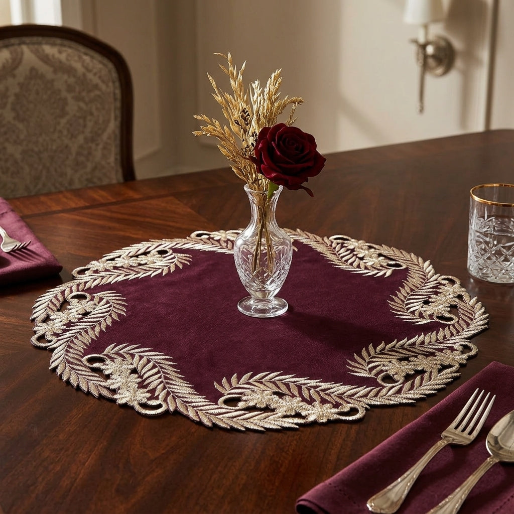 Plum Gold Doilies – 15 Inch Table Doilies | Rustic Vintage Table Decor