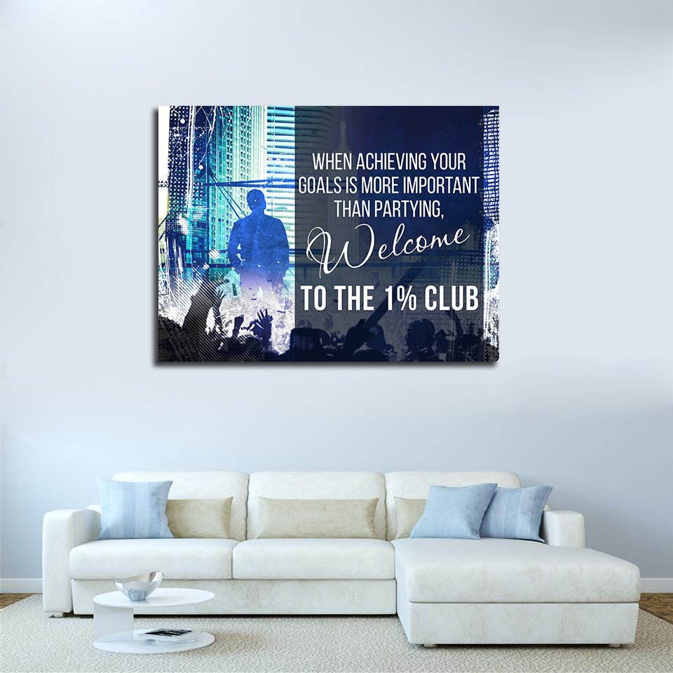 Welcome To The 1% Club Canvas Wall Art Motivational Wall Decor