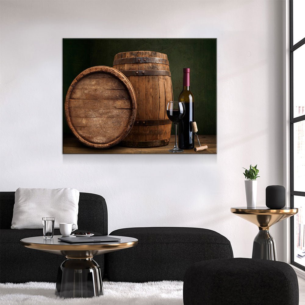 Wine & Barrels Canvas Wall Art, Wine Lovers Decor
