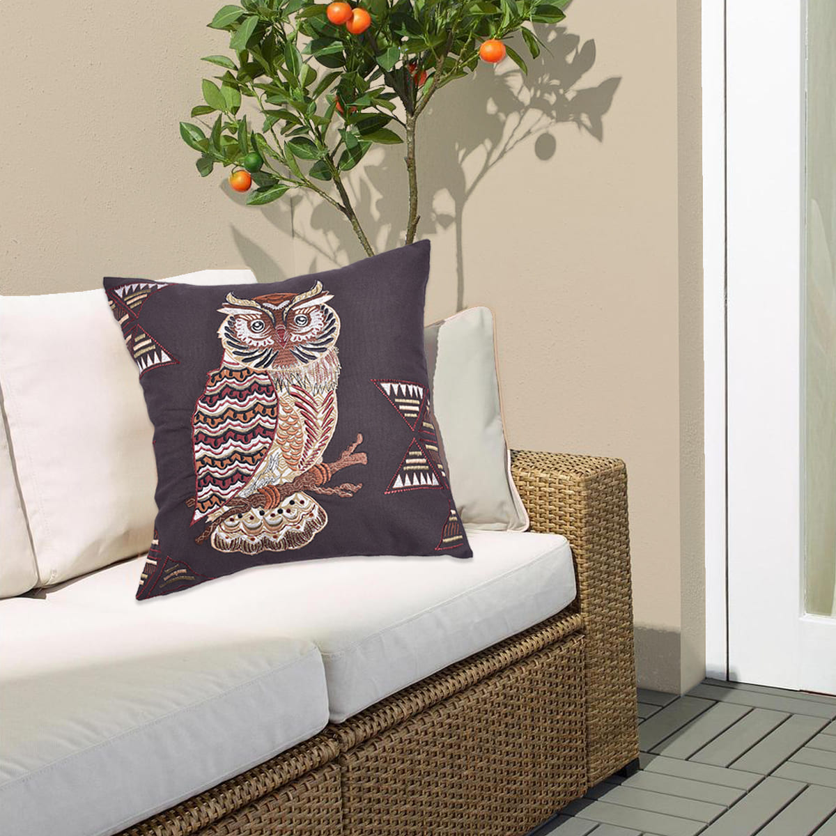 Owl Printed Design Throw Pillow Covers - Set of 2 and 4, 18 x 18 Inches