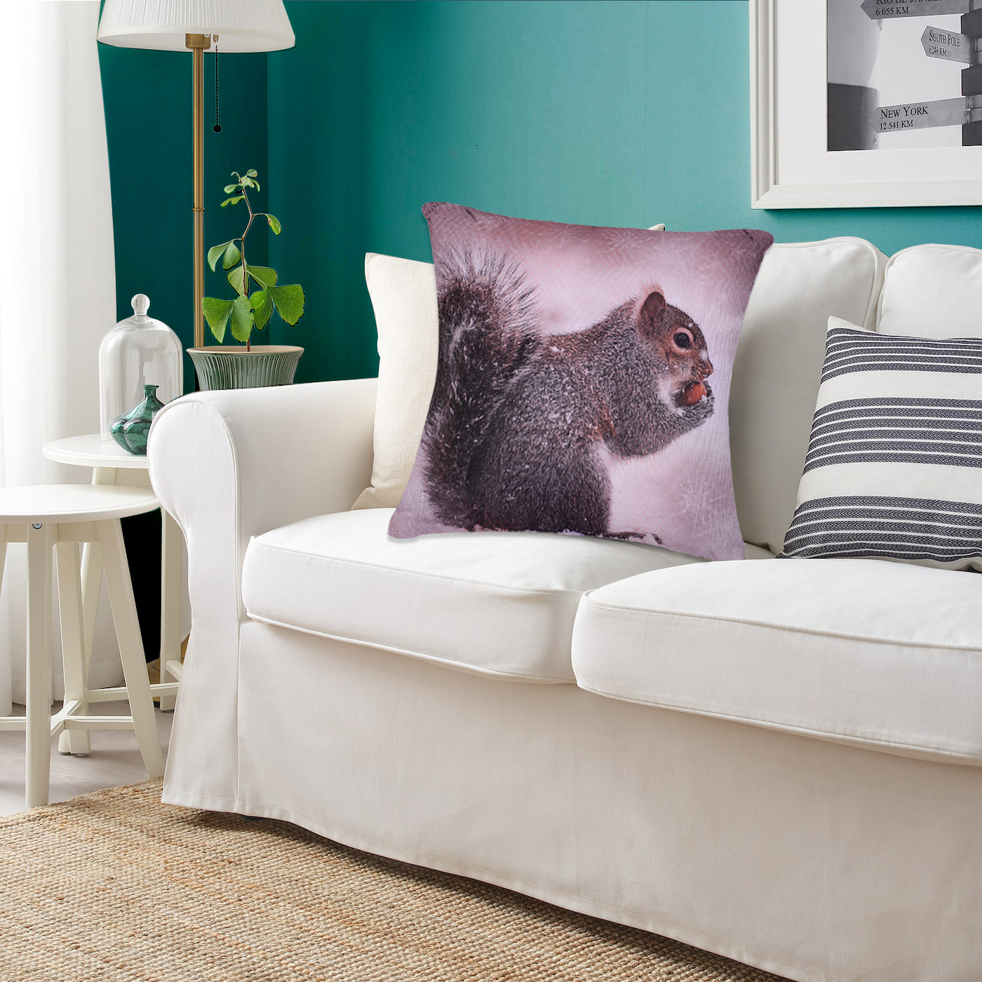 Squirrel Printed Throw Pillow Covers - Set of 2 and 4, 18 x 18 Inches