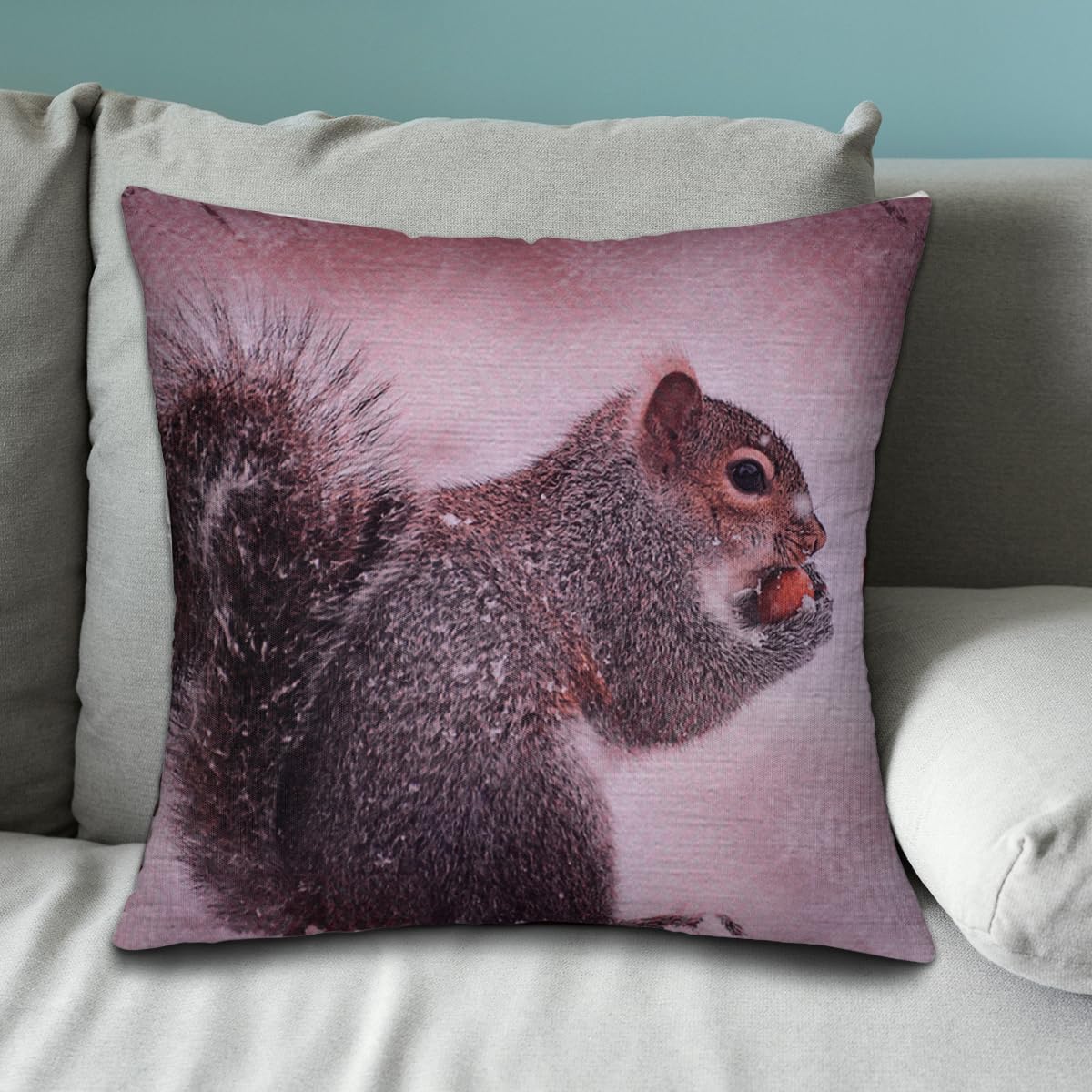 Squirrel Printed Design Throw Pillow Covers