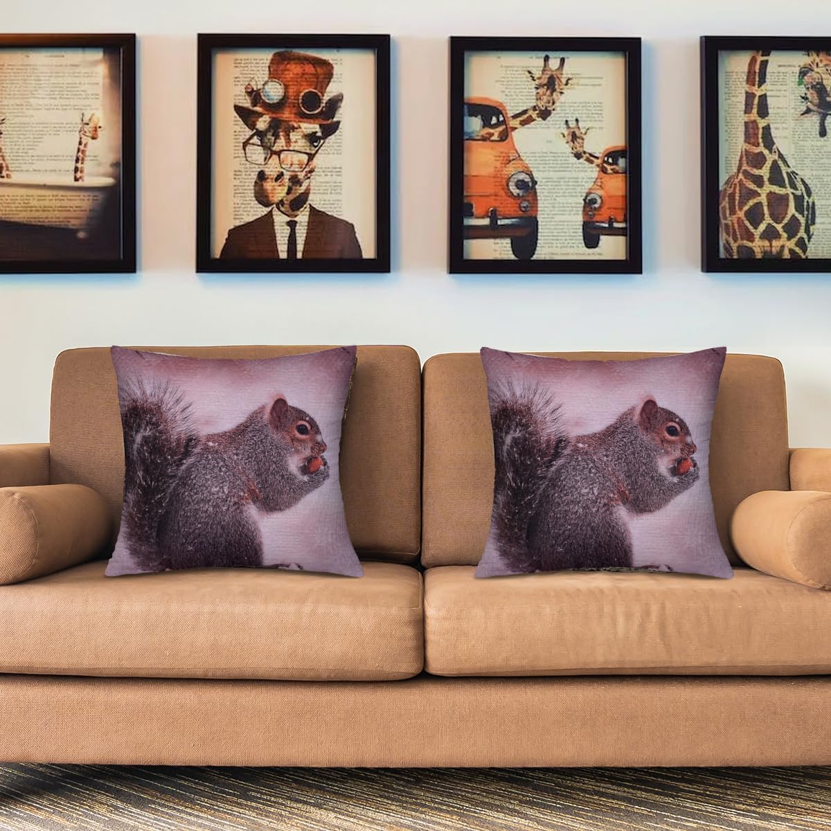 Squirrel Printed Design Throw Pillow Covers