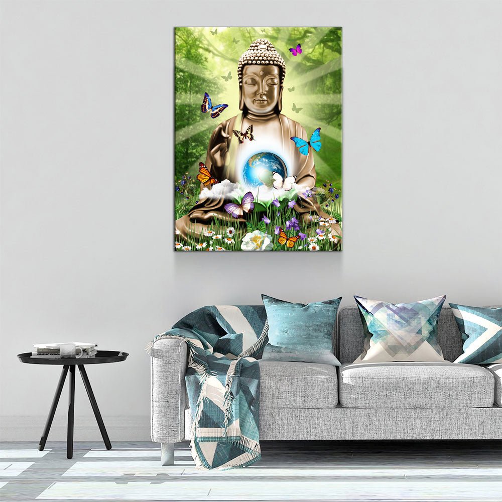 World Peace Buddha Canvas Wall Art, Buddha Decor, Inspirational Decor