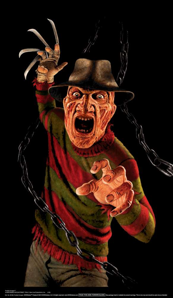 Nigtmare On Elm St Freddy Krueger Full Size Halloween Window Sticker