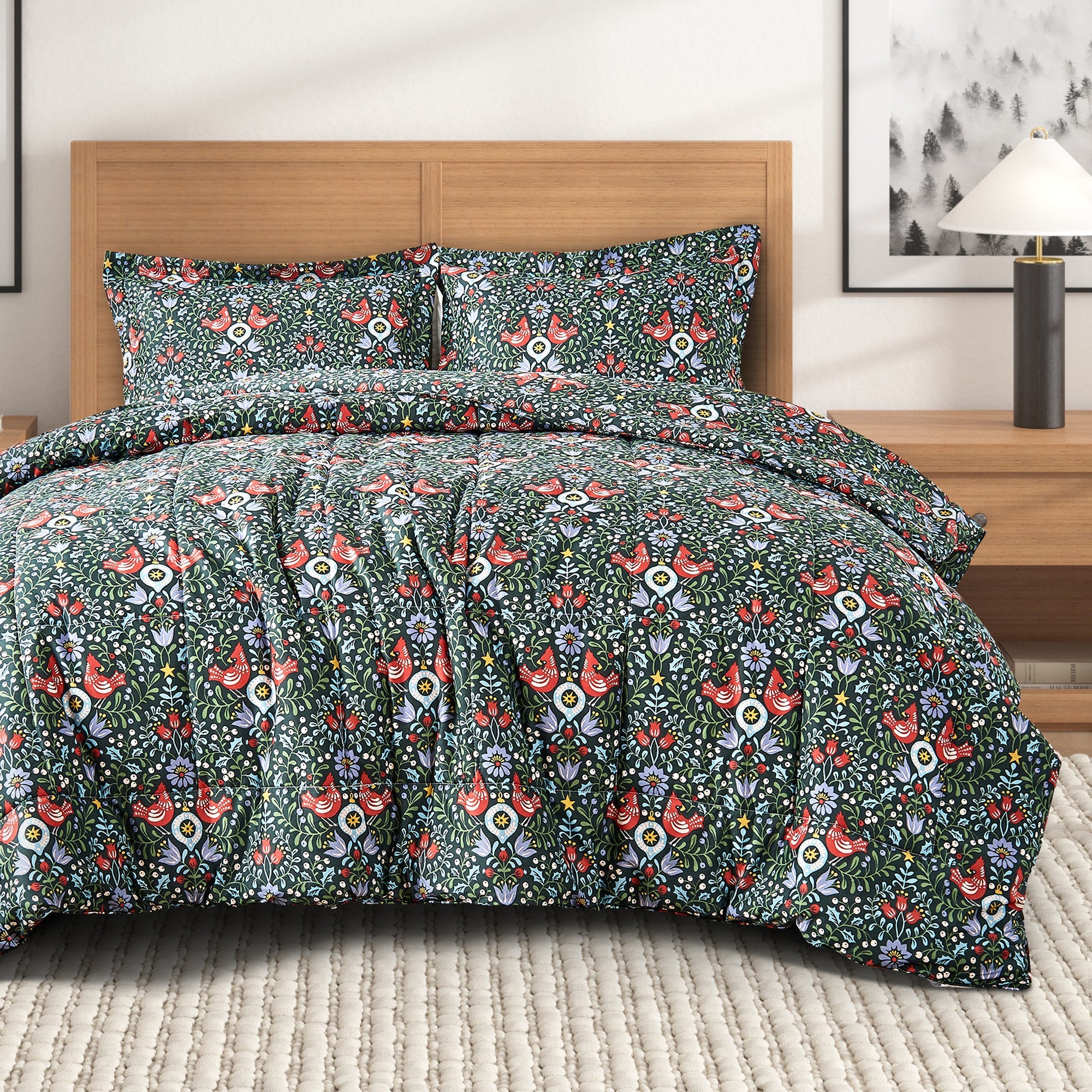 Reversible Christmas Comforter and Sham Set - Holiday / Lodge Odette Collection