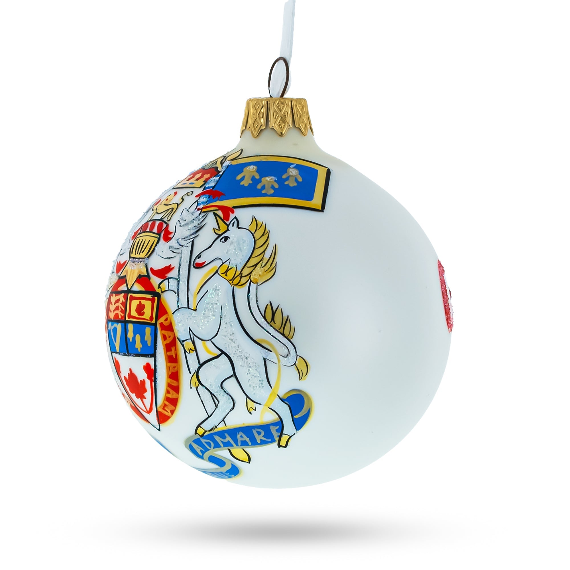 Canada Coat of Arms Glass Ball Christmas Ornament 3.25 Inches