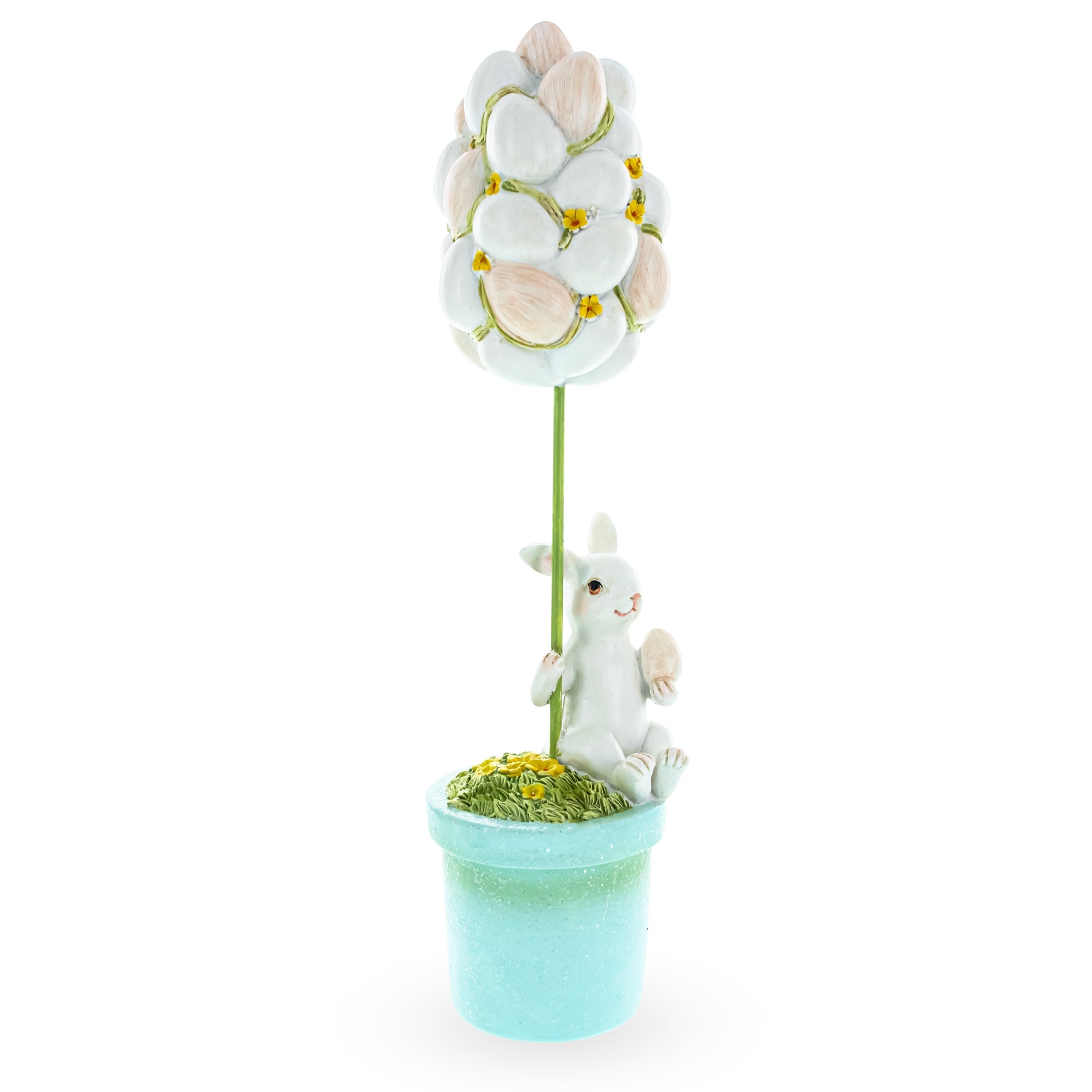 Bunny's Treasured Easter Egg Vessel Topiary Tabletop Decor Figurine 13.5 Inches Tall