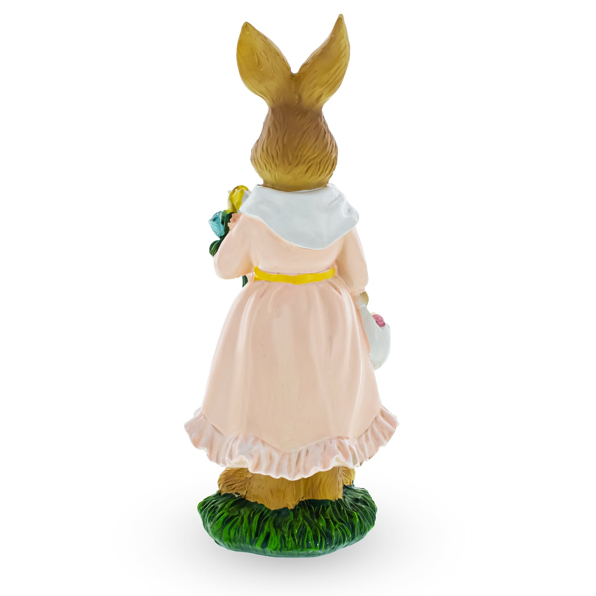Easter Bunny Figurine with Flowers - Spring Rabbit Decor 8.7 Inches