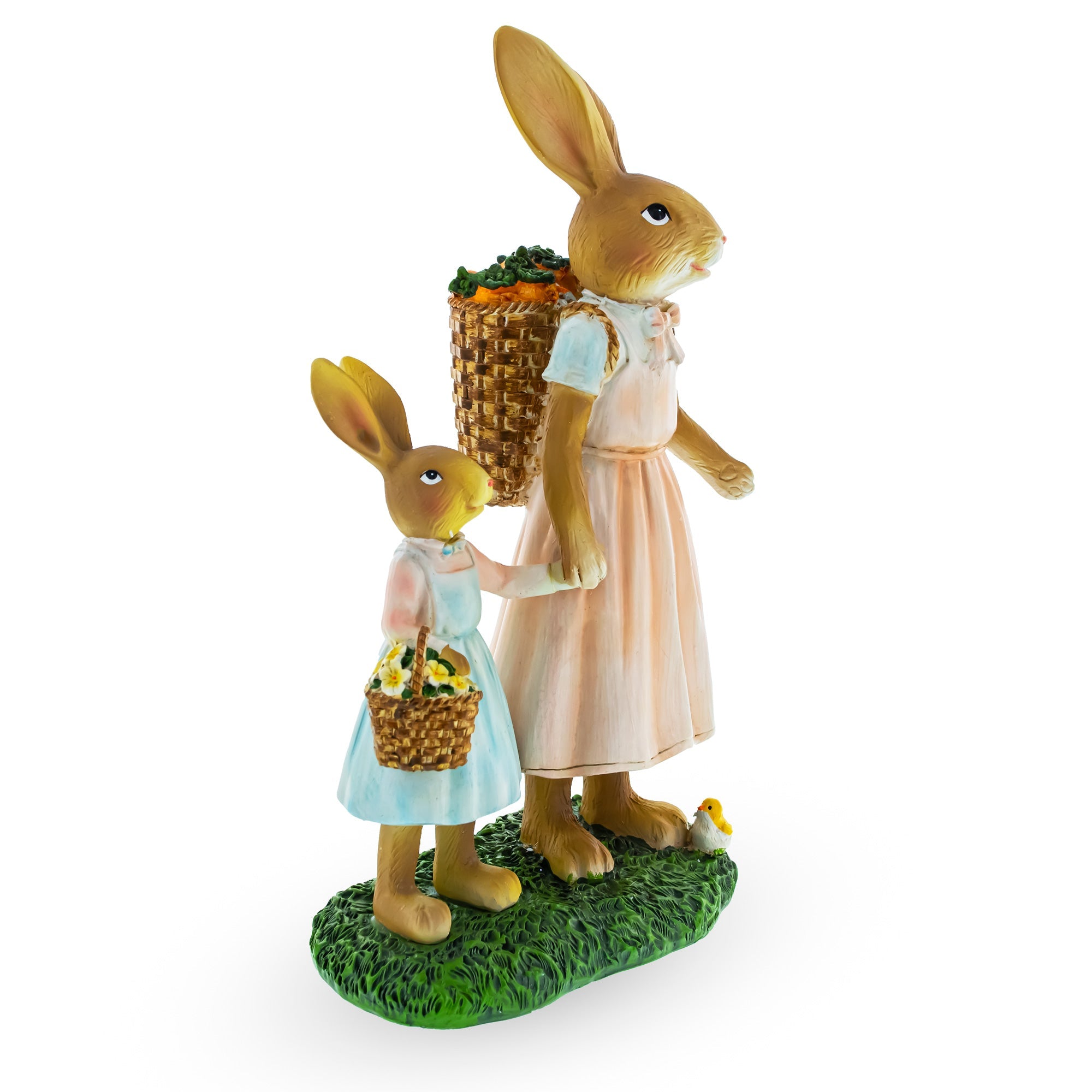 Easter Bunny Mother and Child Figurine - Spring Home Decor 11 Inches