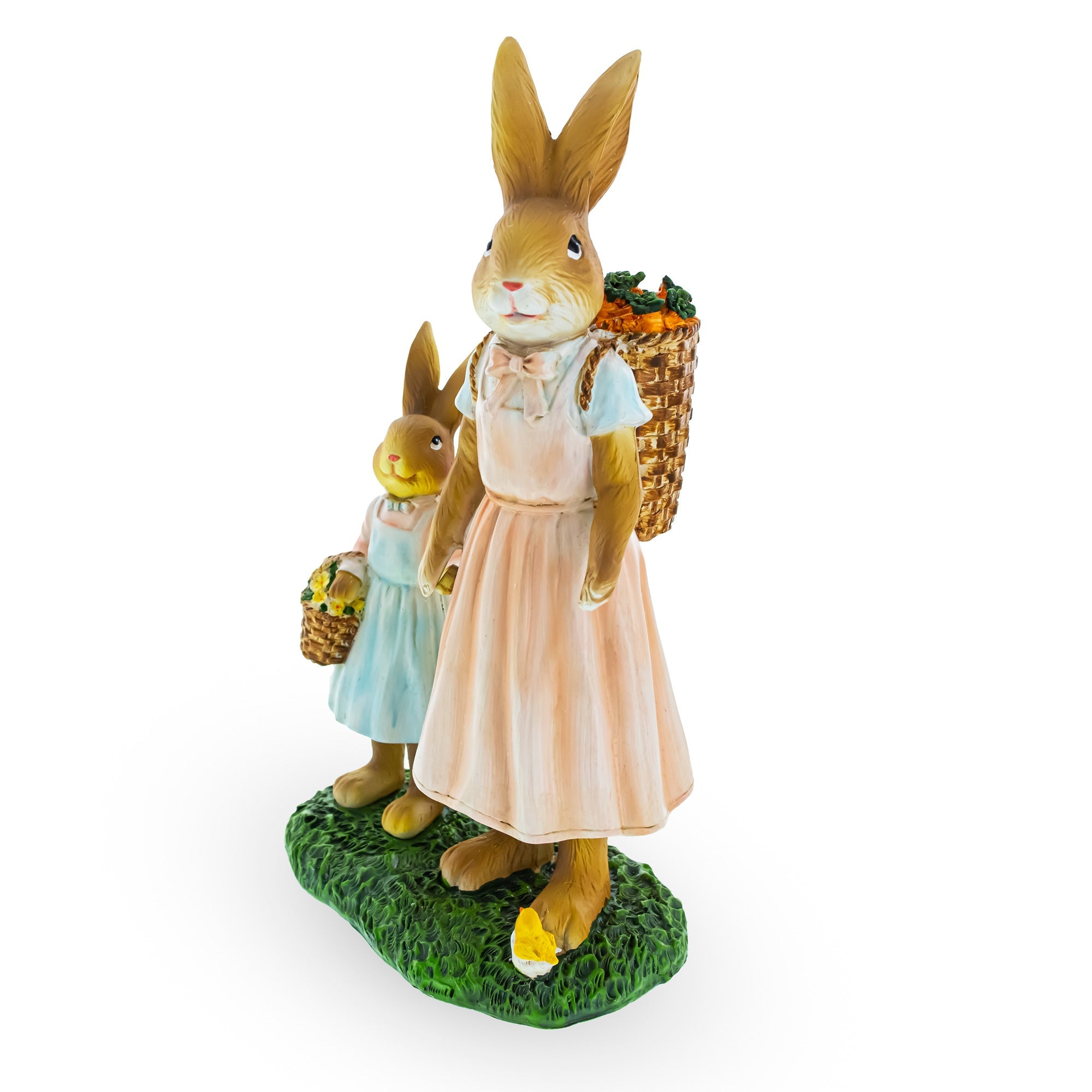 Easter Bunny Mother and Child Figurine - Spring Home Decor 11 Inches