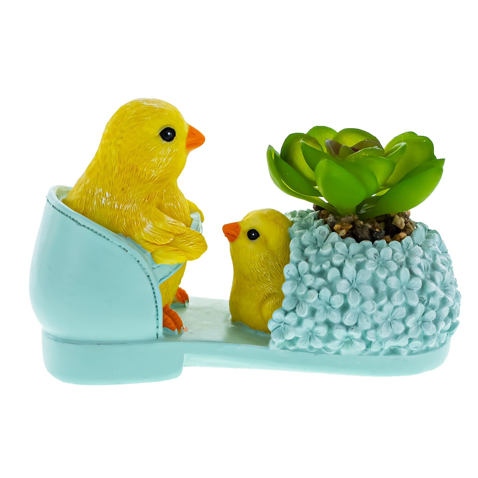 Wooden-Style Easter Chick Planter - 3.4" Shoe Succulent Pot Decor