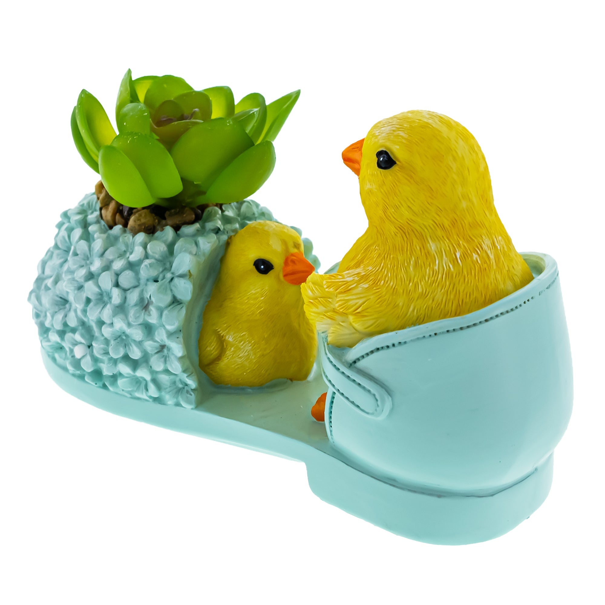 Wooden-Style Easter Chick Planter - 3.4" Shoe Succulent Pot Decor