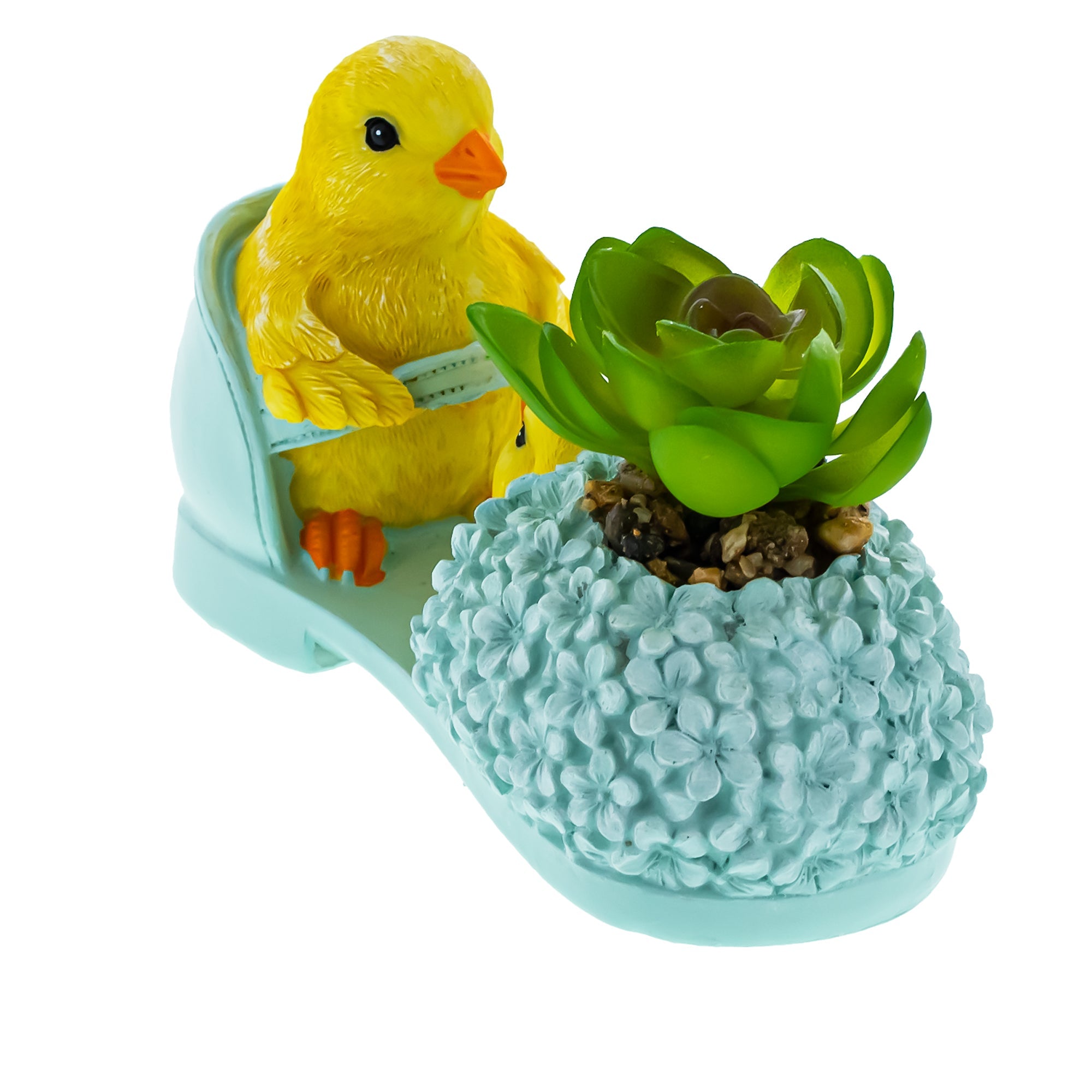 Wooden-Style Easter Chick Planter - 3.4" Shoe Succulent Pot Decor