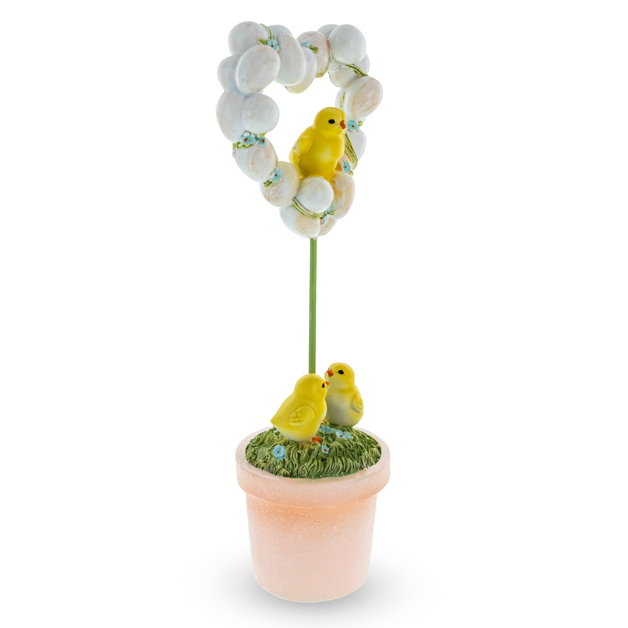 Easter Chick Heart Egg Topiary Figurine - Tabletop Spring Decor 12.5 Inches