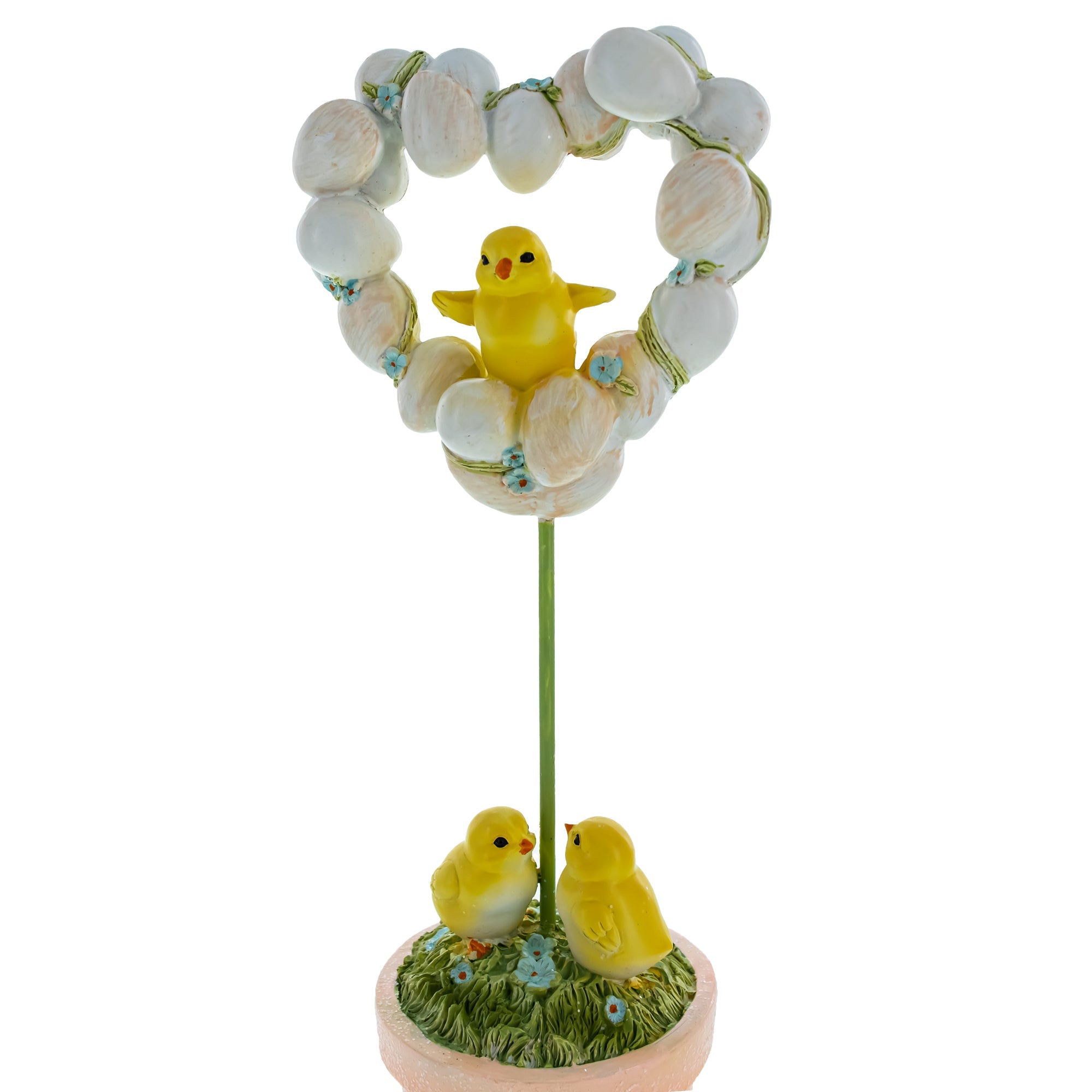 Easter Chick Heart Egg Topiary Figurine - Tabletop Spring Decor 12.5 Inches
