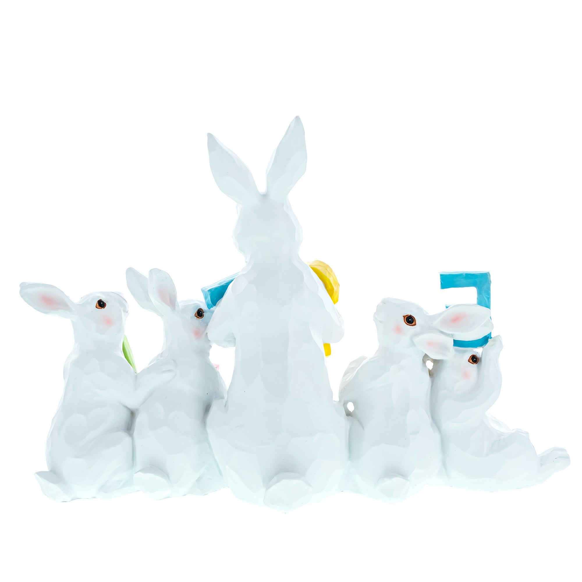 Wooden-Style Easter Bunny Figurine - 8.7" Tall Spring Letter Mantel Decor