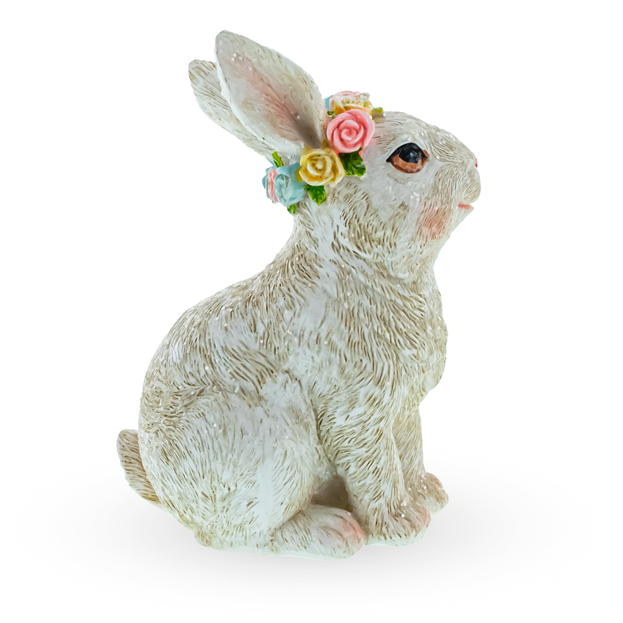 Bunny with Textured Fur Figurine  Elegant Spring & Easter Rabbit Decoration 4.2 Inches