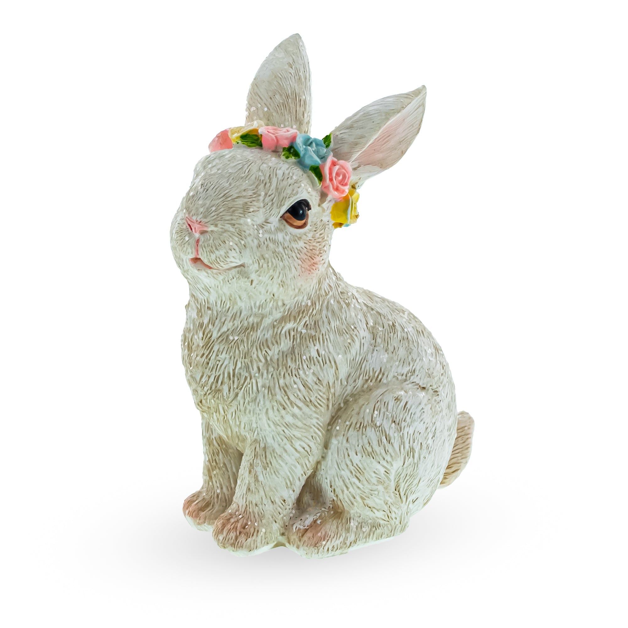Bunny with Textured Fur Figurine  Elegant Spring & Easter Rabbit Decoration 4.2 Inches