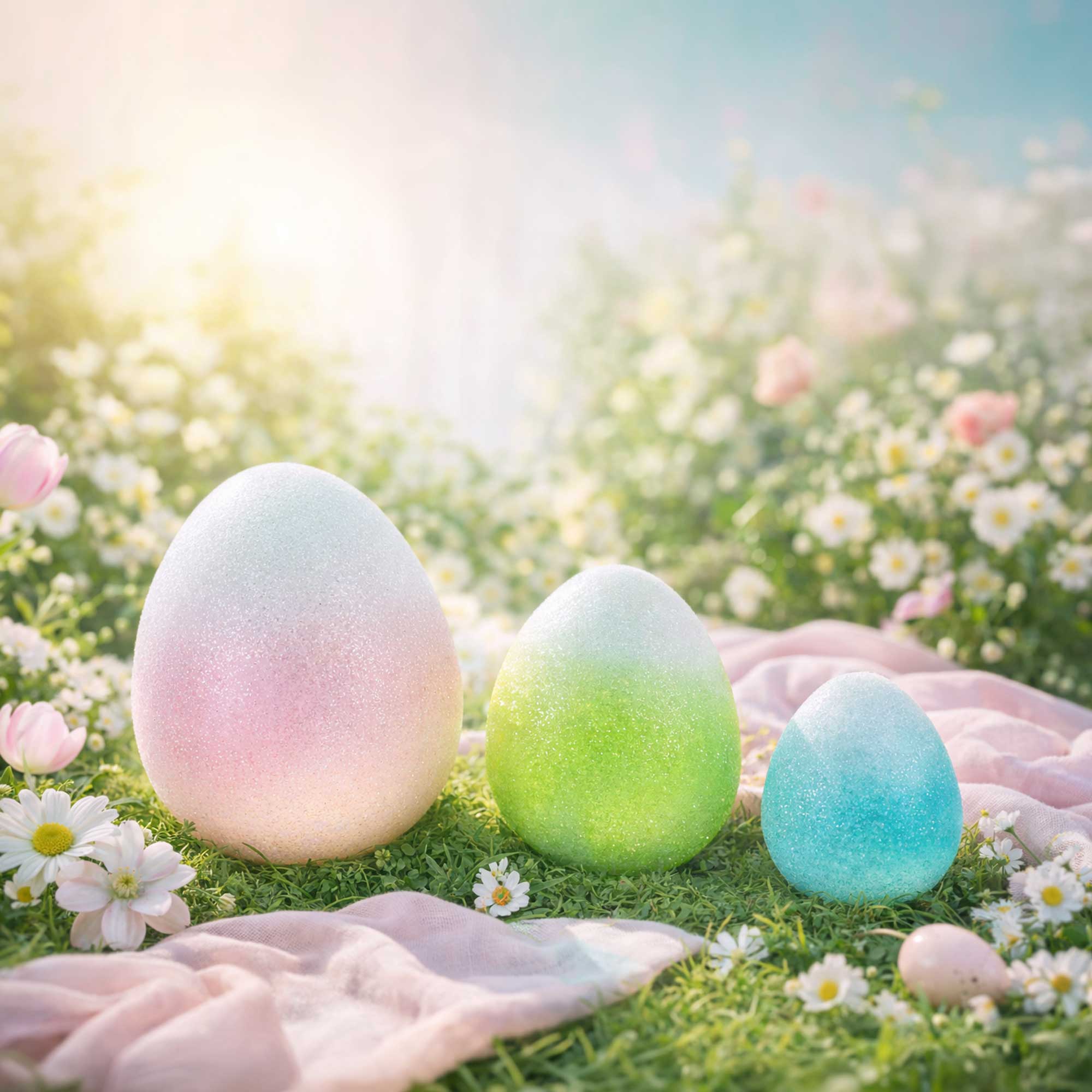 Set of 3 Gradient Jumbo Easter Eggs - Spring Tabletop Decor 8 Inches
