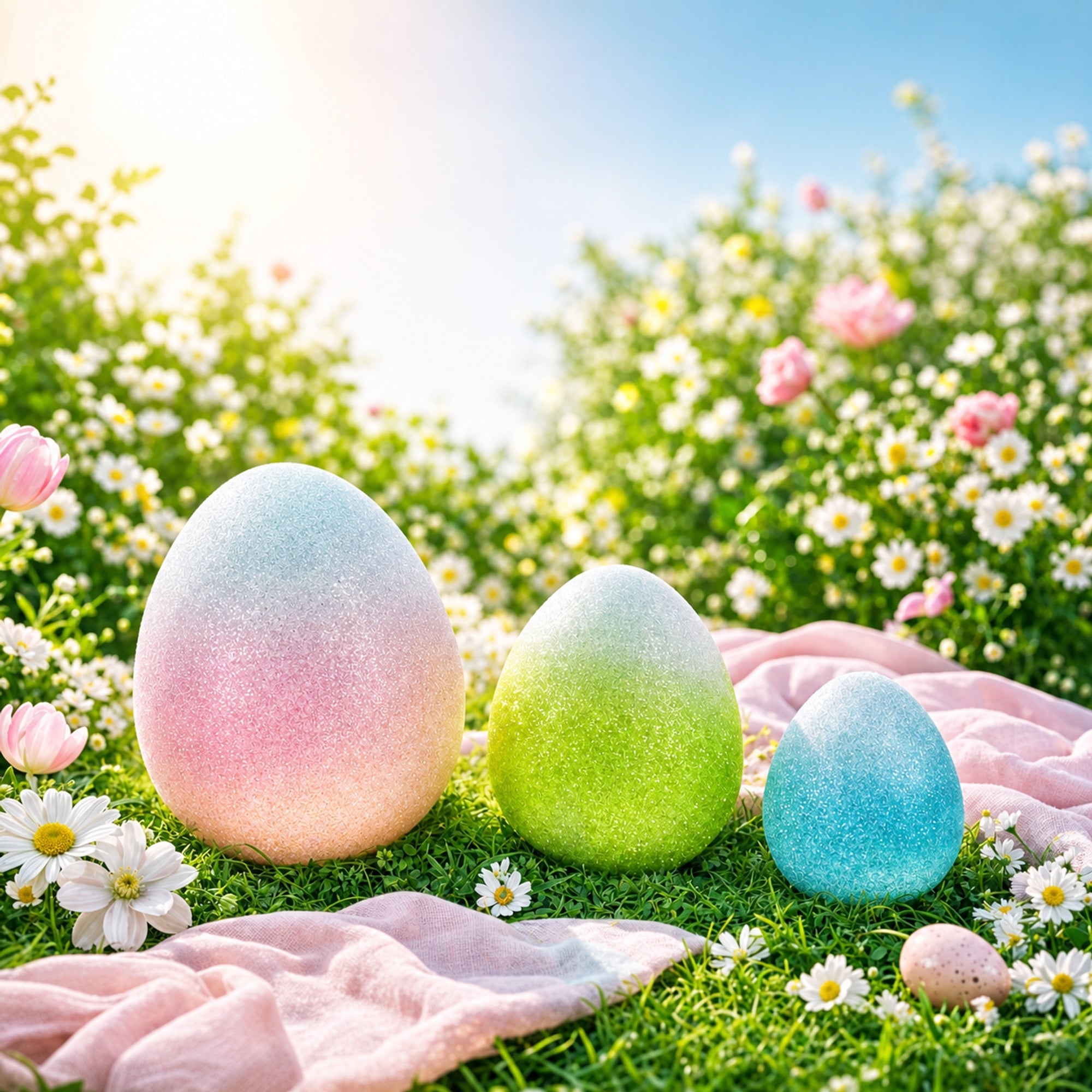 Set of 3 Gradient Jumbo Easter Eggs - Spring Tabletop Decor 8 Inches