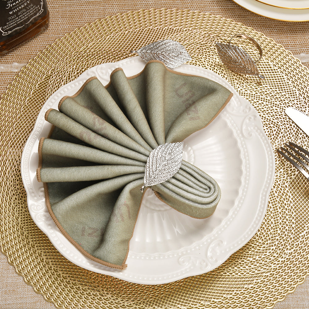 Silver Leaf – Napkin Rings in Silver Leaf Design, Elegant Decorative Dining Table Décor
