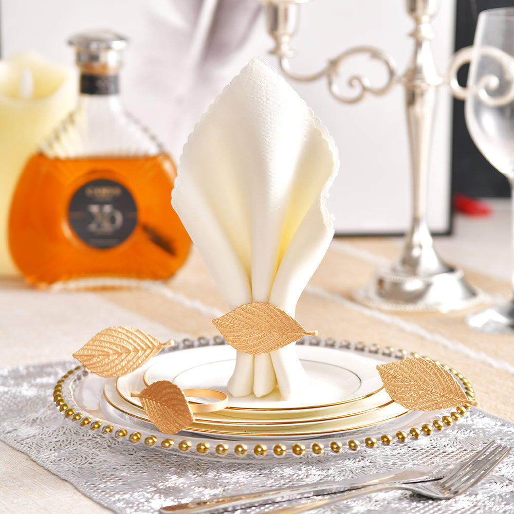 Luxe Petal – Napkin Rings in Gold Leaf Design, Artistic Decorative Dining Table Décor