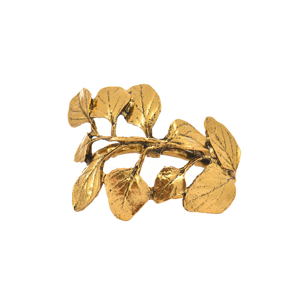 Golden Harmony – Napkin Rings in Gold Leaf Design, Elegant Decorative Dining Table Décor