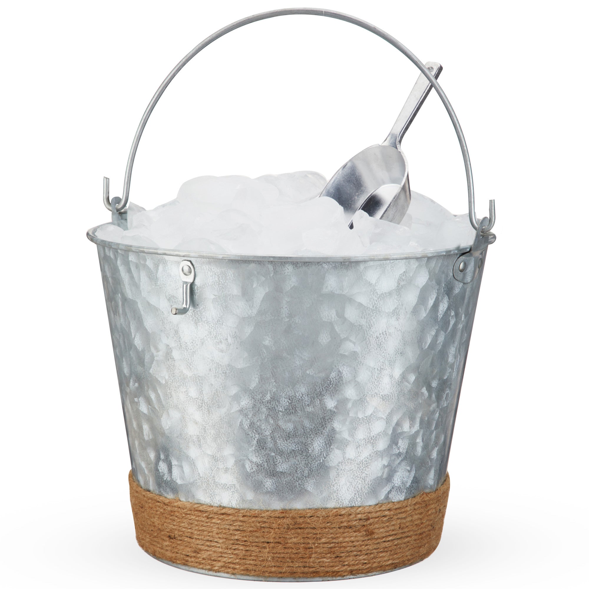 Jute Wrapped Galvanized Ice Bucket By Twine