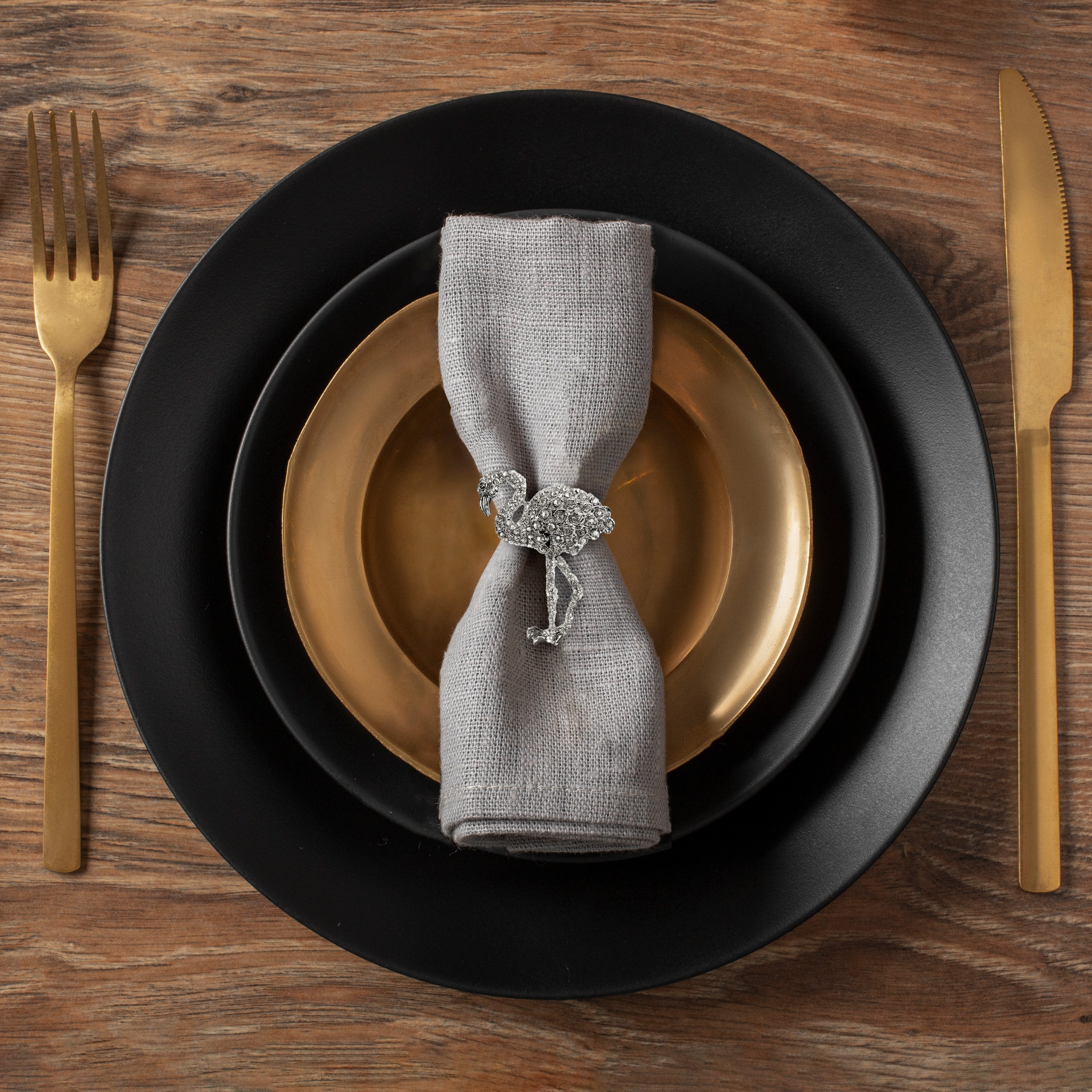 Tropical Charm – Napkin Rings in Silver Flamingo Design, Artistic Decorative Dining Table Accent
